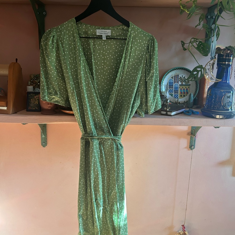 Green Floral Wrap Dress